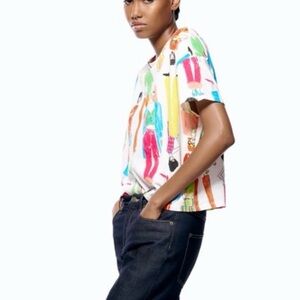 Zara Womens Colorful Graphic Women’s Print Shirt Small